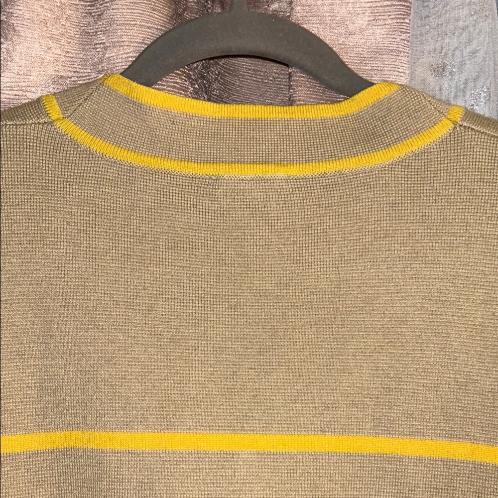 Tuckernuck Size S Yellow and Tan Striped Cardigan V-Neck Sweater - Picture 12 of 15